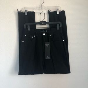 ROKH Black Frayed Hem Cuffs Denim Jeans